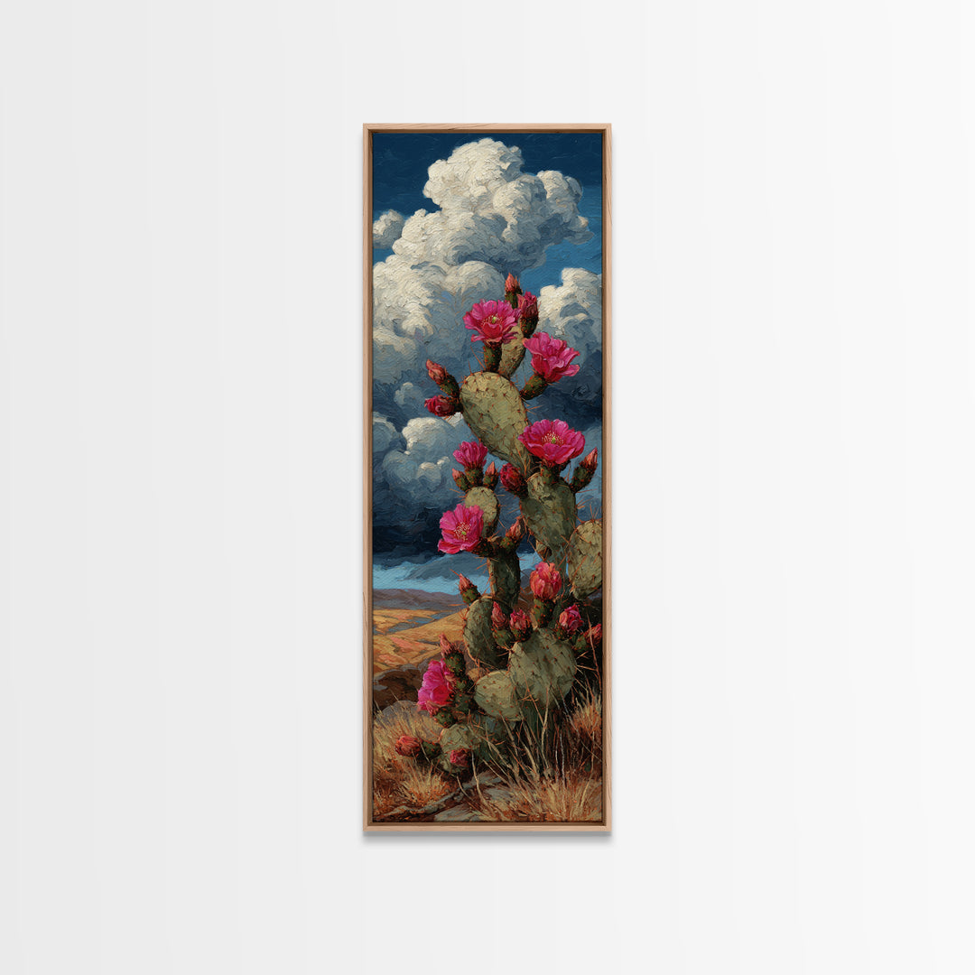 Prickly Pear Cactus Framed Canvas Print, Western Art, Native American Art, Southwestern Decor, Oil Painting, Frontier, WES-1x3-76