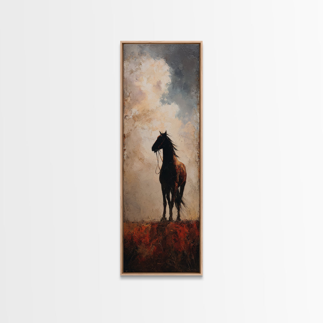 Buffalo Silhouette Beneath Enormous Sky Framed Canvas Print, Western Art, Western Prints, Southwestern Decor, Frontier, WES-1x3-92