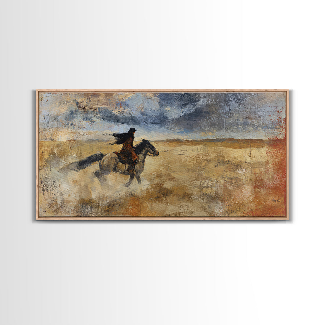 Train Crossing Western Plains Framed Canvas Print, Western Art, Farmhouse Decor, Southwestern Decor, Fine Art, Frontier, WES-2x1-91