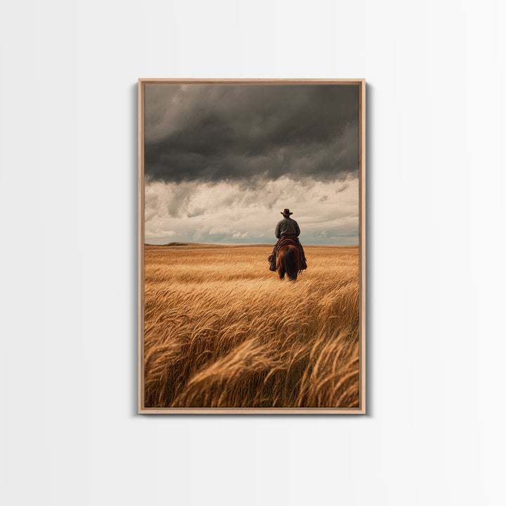 Golden Wheat Field Canvas Print, Western Art, Statement Artwork, Southwestern Decor, Fine Art, Frontier, Painting, Art Print, WES-2x3-32