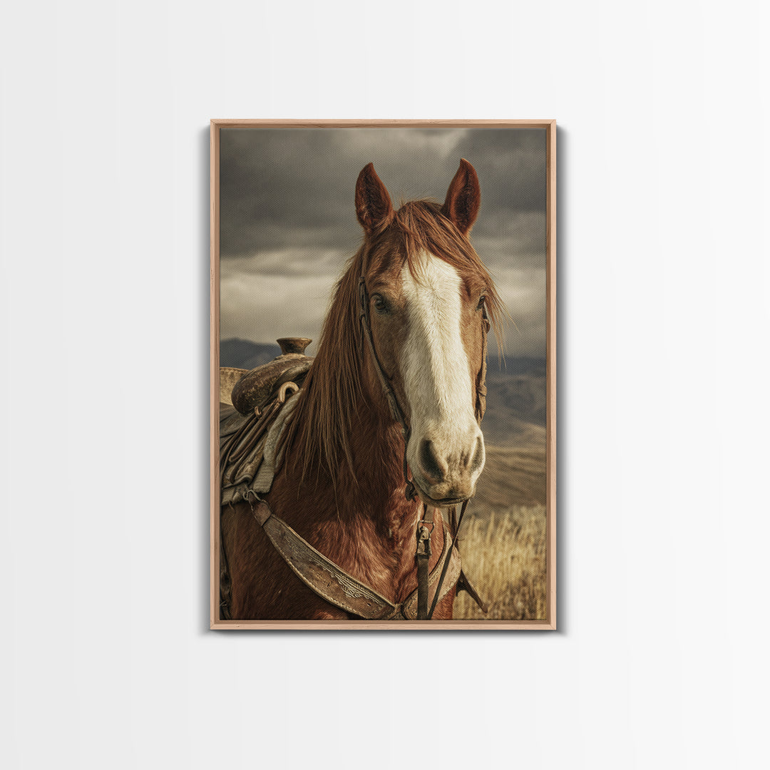 Wagon Wheel and Desert Sunset Framed Canvas Print, Western Art, Art, Southwestern Decor, Fine Art, Frontier, Western Wall Art, WES-2x3-52