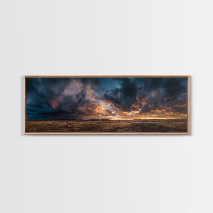 Cowboy Campfire under Starry Sky Canvas Print, Western Art, Western Prints, Southwestern Decor, Frontier, Luxury Decor, WES-3x1-6