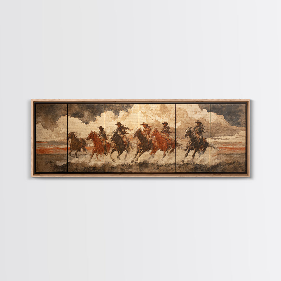 Sun Bleached Ranch Gate Framed Canvas Print, Western Art, Western Wall Art, Southwestern Decor, Watercolor Art, Frontier, WES-3x1-79