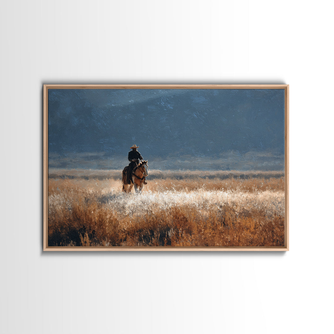 Train Crossing Western Plains Framed Canvas Print, Western Art, Farmhouse Decor, Southwestern Decor, Fine Art, Frontier, WES-3x2-99