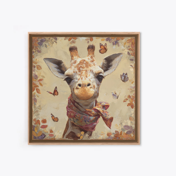 Giraffe with Scarf and Butterflies Canvas Print, Whimsical Art, Nursery Wall Decor, Living Room Decor, Fine Art, Wonder, WHI-1x1-10