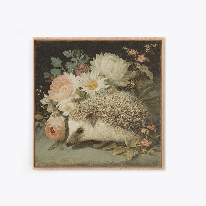 Hedgehog Carrying Wildflowers Canvas Print, Whimsical Art, Whimsical, Living Room Decor, Watercolor Art, Wonder, Nursery Art, WHI-1x1-15