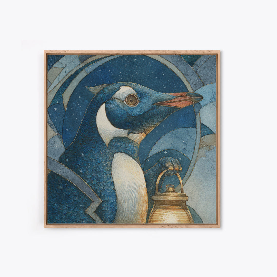 Penguin Holding a Lantern Canvas Print, Whimsical Art, Gallery Decor, Living Room Decor, Fine Art, Wonder, Wall Art, Home Decor, WHI-1x1-17