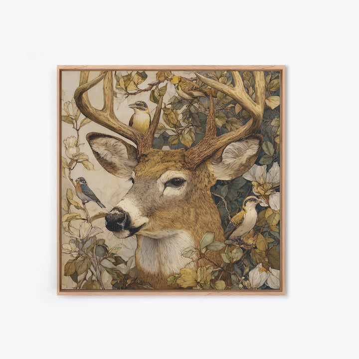 Deer with Antlers Full of Birds Canvas Print, Whimsical Art, Printable Art, Living Room Decor, Watercolor Art, Wonder, WHI-1x1-19
