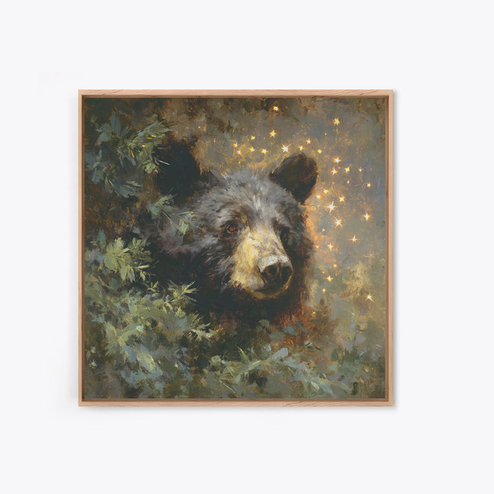 Bear Painting Stars Onto the Night Sky Canvas Print, Whimsical Art, Prints, Living Room Decor, Fine Art, Wonder, Printable Art, WHI-1x1-81