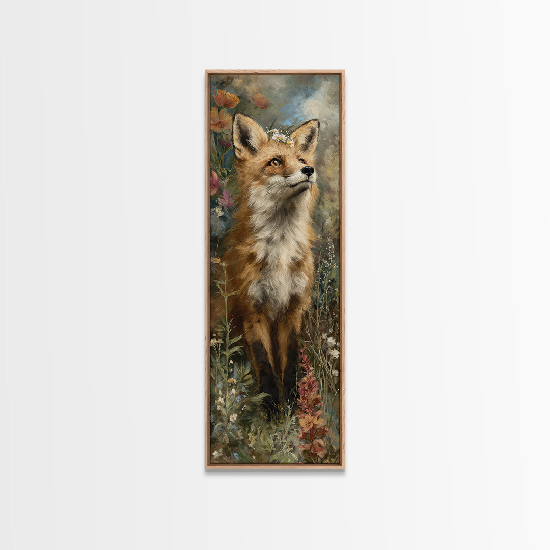 Fox Wearing a Tiny Crown Canvas Print, Whimsical Art, Minimalist Decor, Living Room Decor, Oil Painting, Wonder, WHI-1x3-13