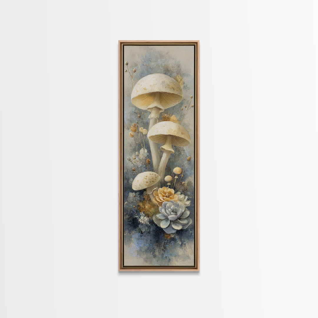 Teacup Garden with Tiny Mushrooms Canvas Print, Whimsical Art, Home Decor, Living Room Decor, Fine Art, Wonder, Digital Print, WHI-1x3-16