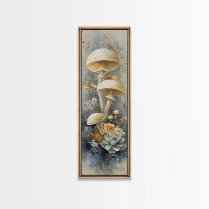 Teacup Garden with Tiny Mushrooms Canvas Print, Whimsical Art, Home Decor, Living Room Decor, Fine Art, Wonder, Digital Print, WHI-1x3-16