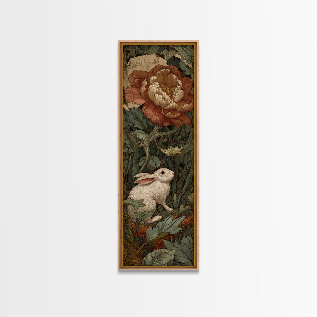 Rabbit Reading Beneath a Giant Flower Canvas Print, Whimsical Art, Wall Decor, Living Room Decor, Wonder, Printable Art, WHI-1x3-17