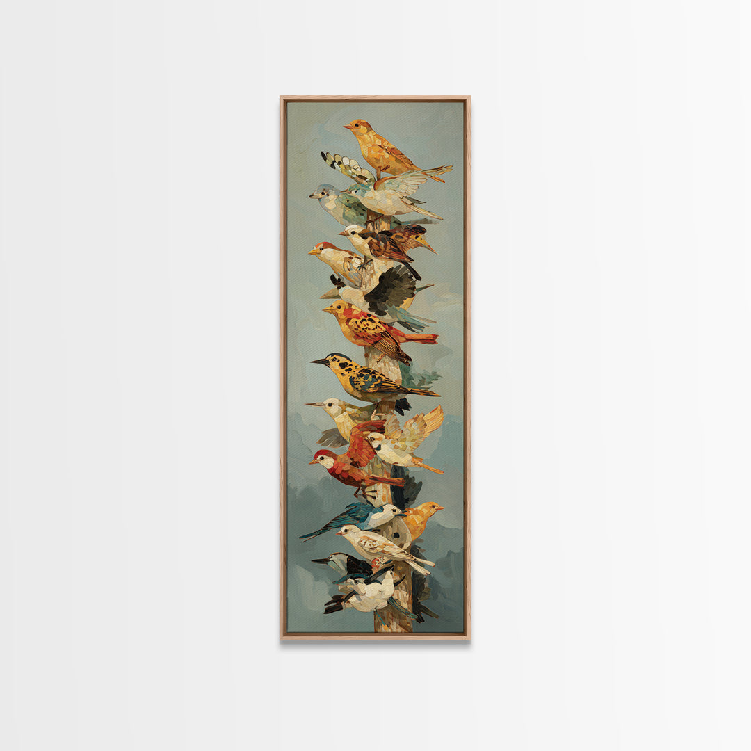 Floating House Carried by Colorful Birds Framed Canvas Print, Whimsical Art, Framed Wall Art, Living Room Decor, Wonder, WHI-1x3-19