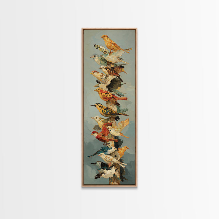 Floating House Carried by Colorful Birds Framed Canvas Print, Whimsical Art, Framed Wall Art, Living Room Decor, Wonder, WHI-1x3-19