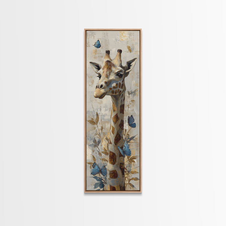 Giraffe with Scarf and Butterflies Canvas Print, Whimsical Art, Nursery Art, Living Room Decor, Fine Art, Wonder, WHI-1x3-22