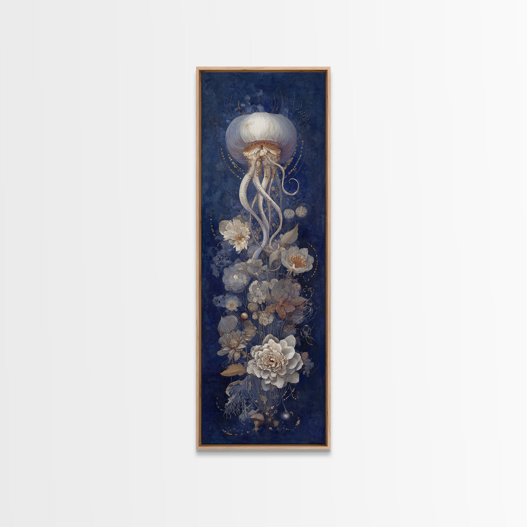 Octopus Conductor with Tiny Instruments Framed Canvas Print, Whimsical Art, Nursery Prints, Living Room Decor, Oil Painting, WHI-1x3-30