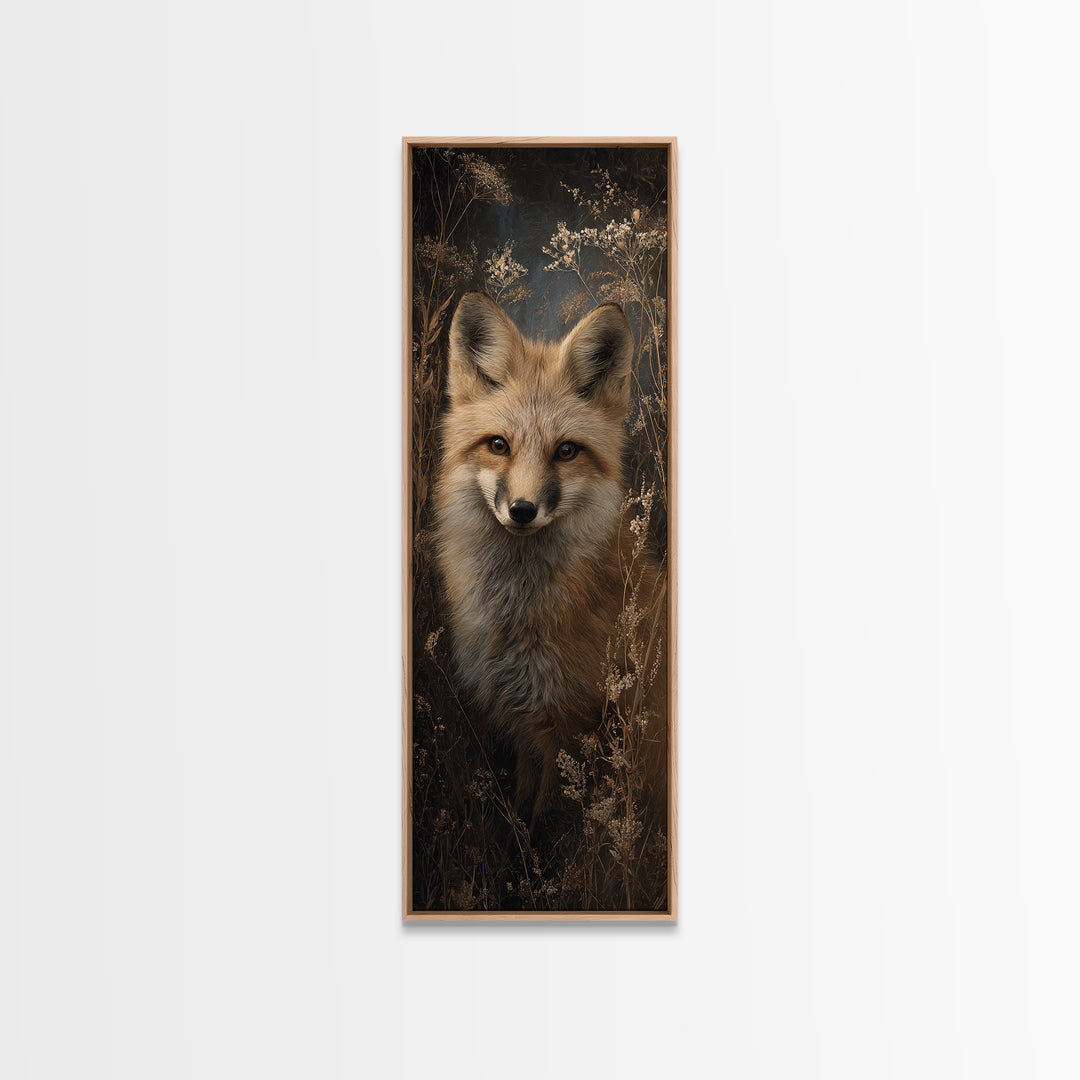 Fox Wearing a Tiny Crown Canvas Print, Whimsical Art, Minimalist Decor, Living Room Decor, Oil Painting, Wonder, WHI-1x3-37