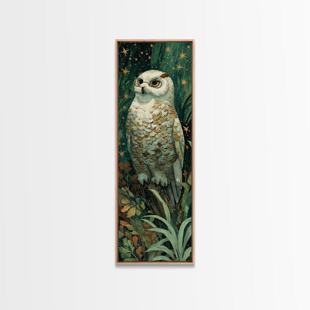 Owl Wearing Spectacles Among Stars Canvas Print, Whimsical Art, Neutral Decor, Living Room Decor, Fine Art, Wonder, Home Decor, WHI-1x3-42