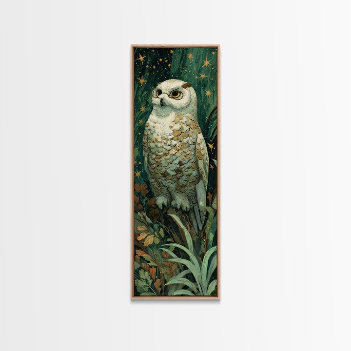 Owl Wearing Spectacles Among Stars Canvas Print, Whimsical Art, Neutral Decor, Living Room Decor, Fine Art, Wonder, Home Decor, WHI-1x3-42