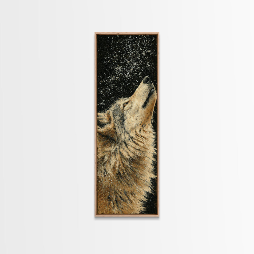 Bear Painting Stars Onto the Night Sky Framed Canvas Print, Whimsical Art, Wall Art, Living Room Decor, Oil Painting, Wonder, WHI-1x3-45