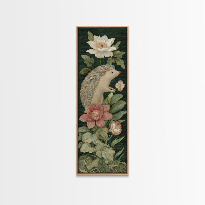 Hedgehog Carrying Wildflowers Canvas Print, Whimsical Art, Bird Art, Living Room Decor, Fine Art, Wonder, Textured Painting, WHI-1x3-51