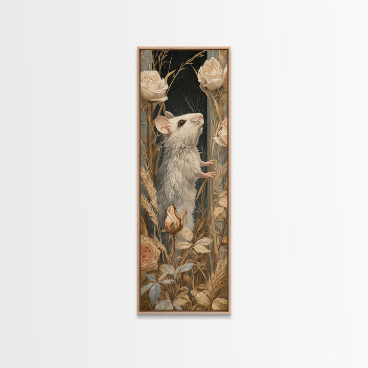 Mouse Ballerina in a Rose Garden Framed Canvas Print, Whimsical Art, Gallery Decor, Living Room Decor, Fine Art, Wonder, WHI-1x3-71