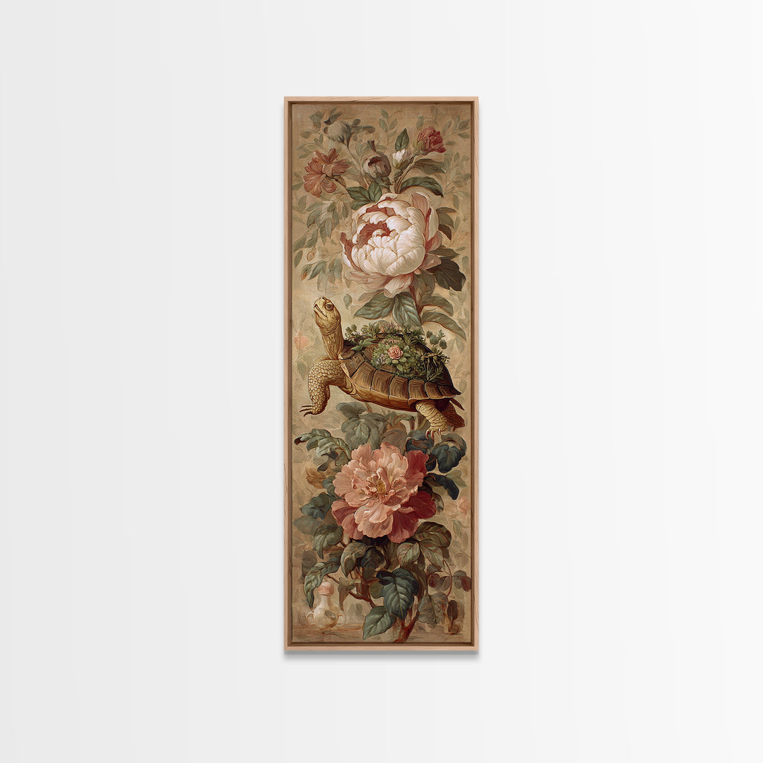 Turtle with Garden Growing on Shell Canvas Print, Whimsical Art, Boho Decor, Living Room Decor, Fine Art, Wonder, Digital Art, WHI-1x3-82