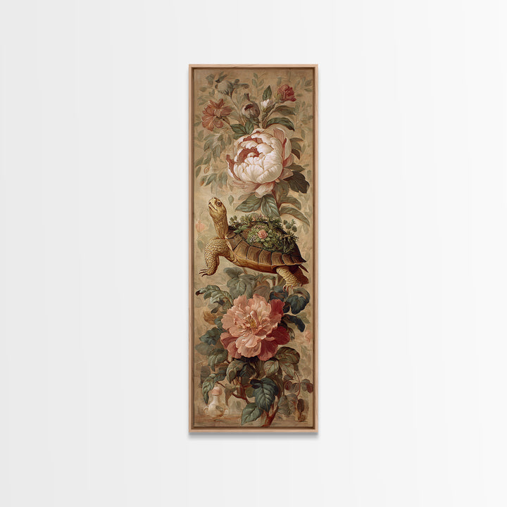 Turtle with Garden Growing on Shell Canvas Print, Whimsical Art, Boho Decor, Living Room Decor, Fine Art, Wonder, Digital Art, WHI-1x3-82