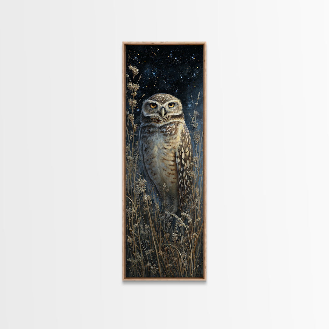 Owl Wearing Spectacles Among Stars Canvas Print, Whimsical Art, Wall Art, Living Room Decor, Oil Painting, Wonder, WHI-1x3-90