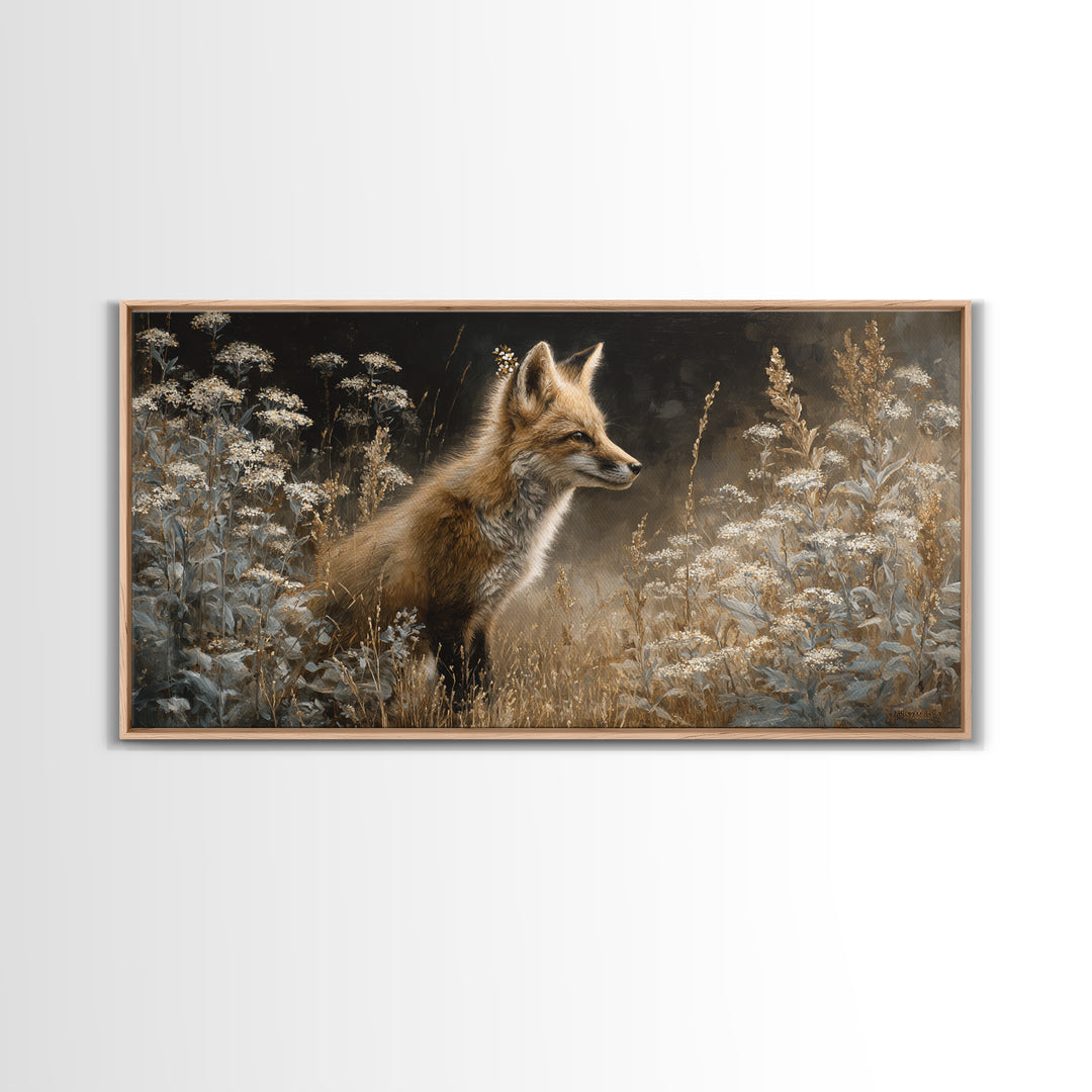 Fox Wearing a Tiny Crown Canvas Print, Whimsical Art, Printable Wall Art, Living Room Decor, Wonder, Abstract Wall Art, WHI-2x1-21