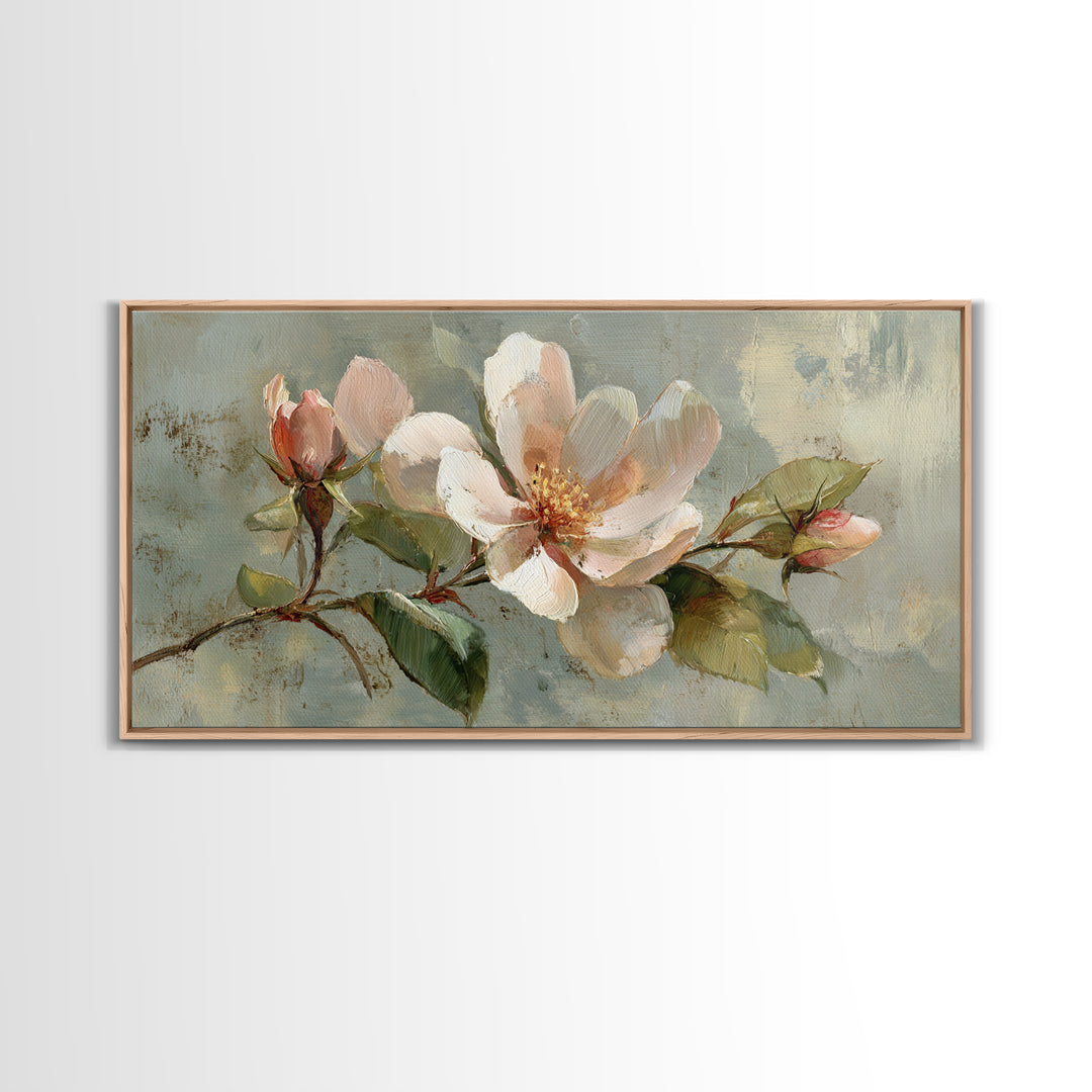 Robot Watering a Single Flower Framed Canvas Print, Whimsical Art, Art Nouveau, Living Room Decor, Wonder, Nursery Wall Decor, WHI-2x1-65