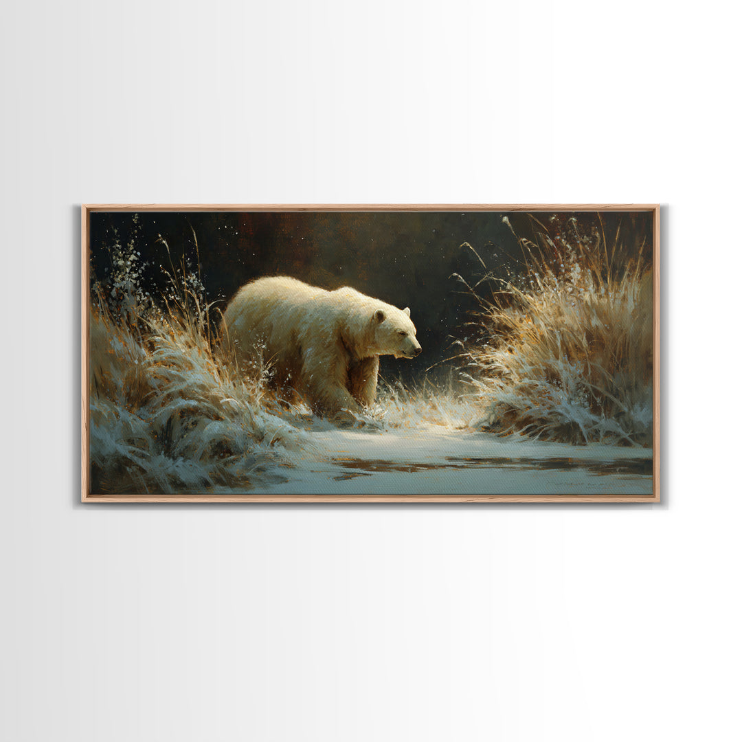 Bear Painting Stars Onto the Night Sky Canvas Print, Whimsical Art, Whimsical, Living Room Decor, Oil Painting, Wonder, WHI-2x1-77