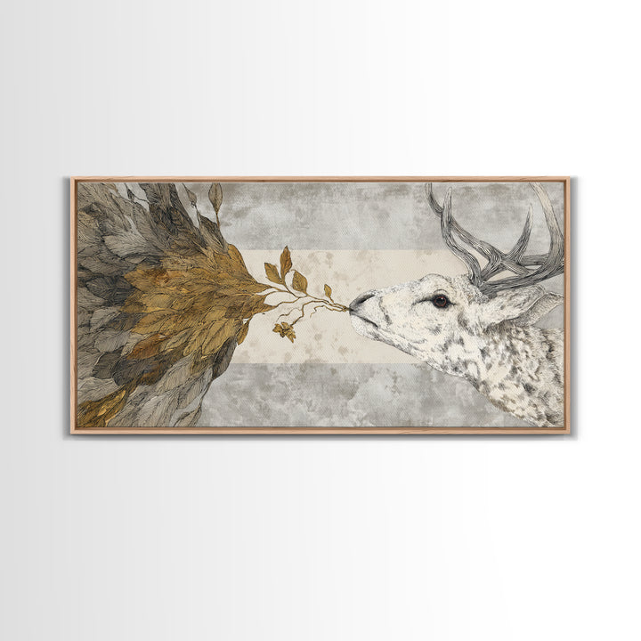 Bird Delivering a Tiny Love Letter Framed Canvas Print, Whimsical Art, Nursery Wall Art, Living Room Decor, Fine Art, Wonder, WHI-2x1-91