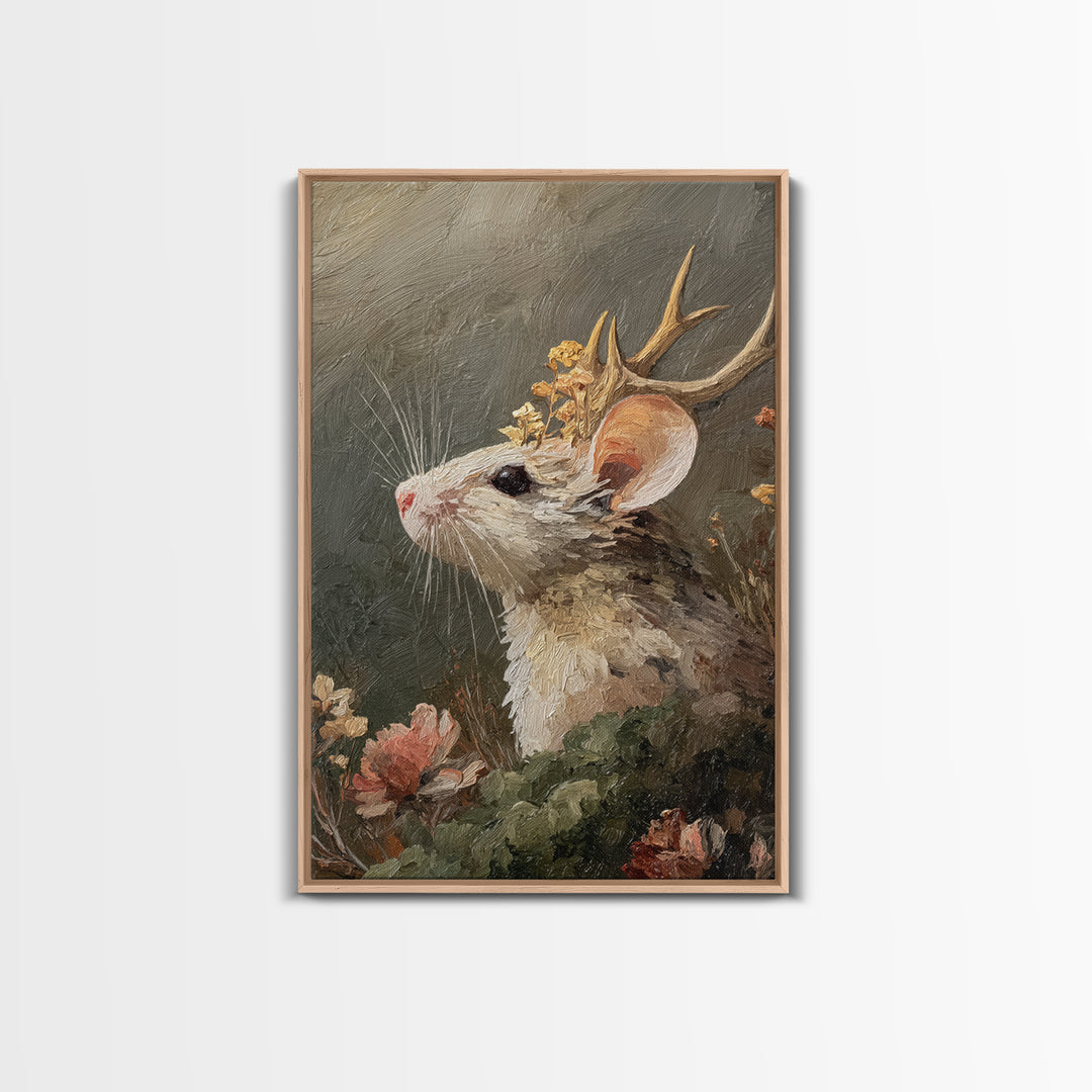 Mouse Ballerina in a Rose Garden Framed Canvas Print, Whimsical Art, Living Room Decor, Watercolor Art, Wonder, WHI-2x3-19