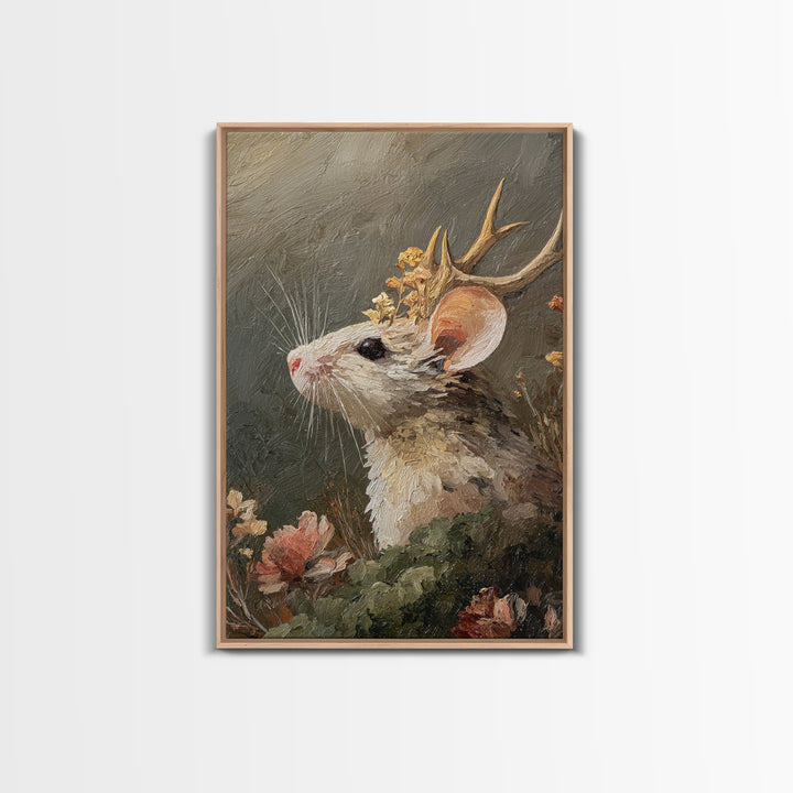 Mouse Ballerina in a Rose Garden Framed Canvas Print, Whimsical Art, Living Room Decor, Watercolor Art, Wonder, WHI-2x3-19