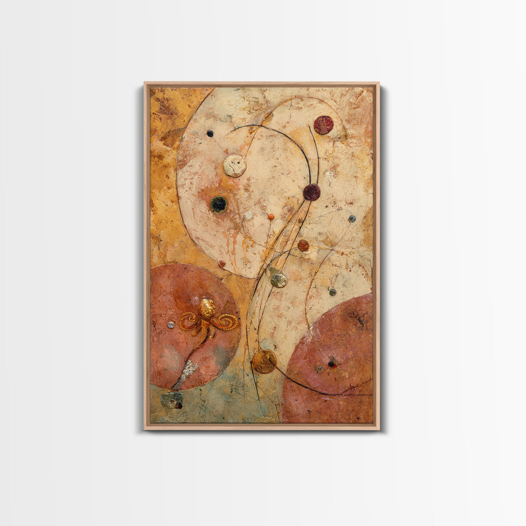 Octopus Conductor with Tiny Instruments Framed Canvas Print, Whimsical Art, Living Room Decor, Abstract Art, Wonder, WHI-2x3-26