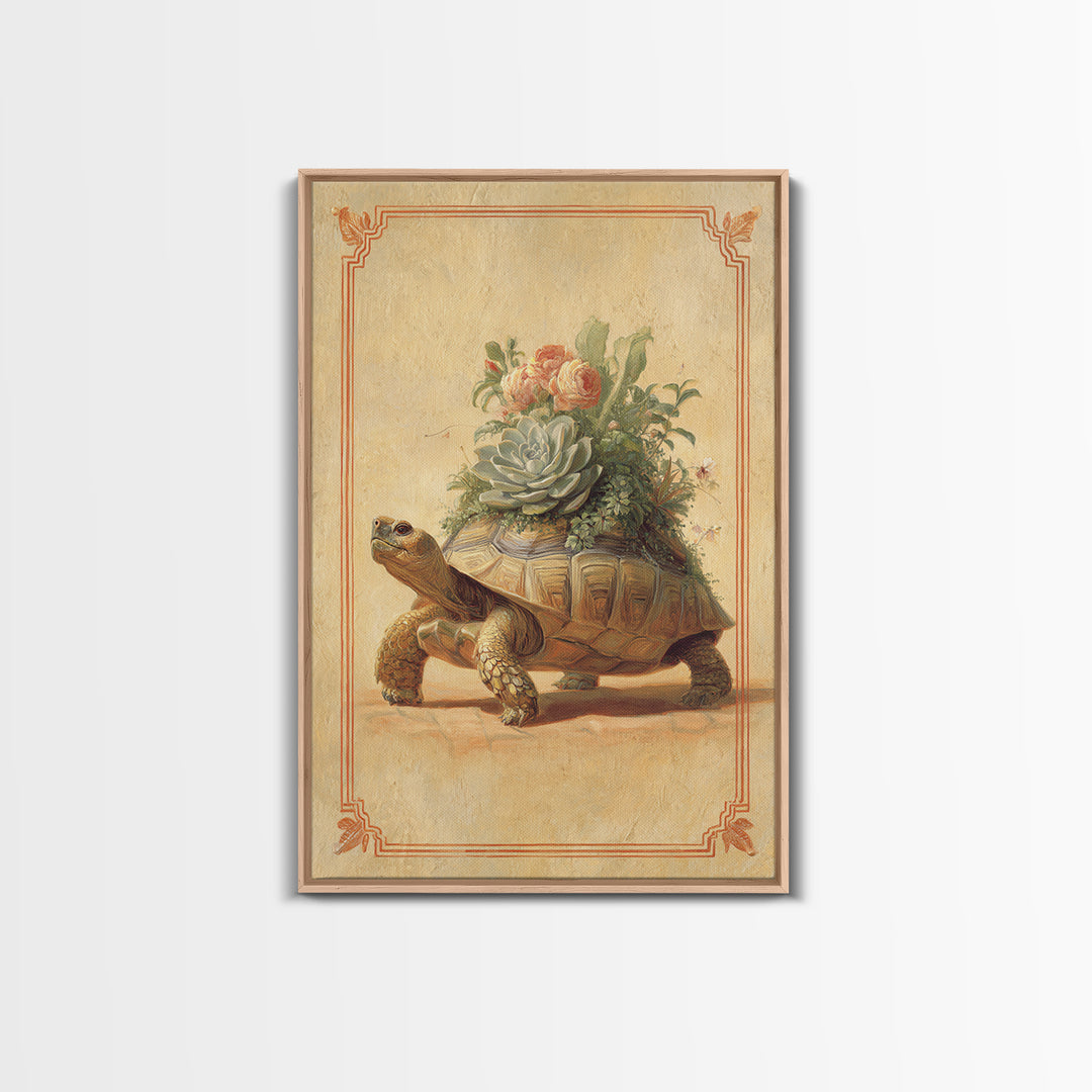 Turtle with Garden Growing on Shell Canvas Print, Whimsical Art, Art Print, Living Room Decor, Watercolor Art, Wonder, WHI-2x3-54