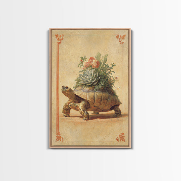 Turtle with Garden Growing on Shell Canvas Print, Whimsical Art, Art Print, Living Room Decor, Watercolor Art, Wonder, WHI-2x3-54