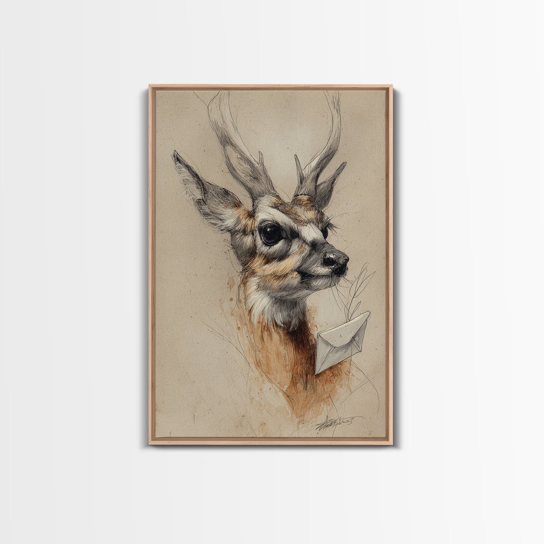 Bird Delivering a Tiny Love Letter Canvas Print, Whimsical Art, Digital Print, Living Room Decor, Fine Art, Wonder, Bird Art, WHI-2x3-79