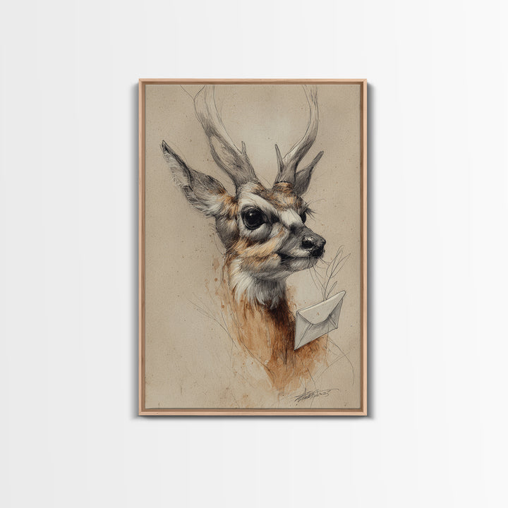 Bird Delivering a Tiny Love Letter Canvas Print, Whimsical Art, Digital Print, Living Room Decor, Fine Art, Wonder, Bird Art, WHI-2x3-79