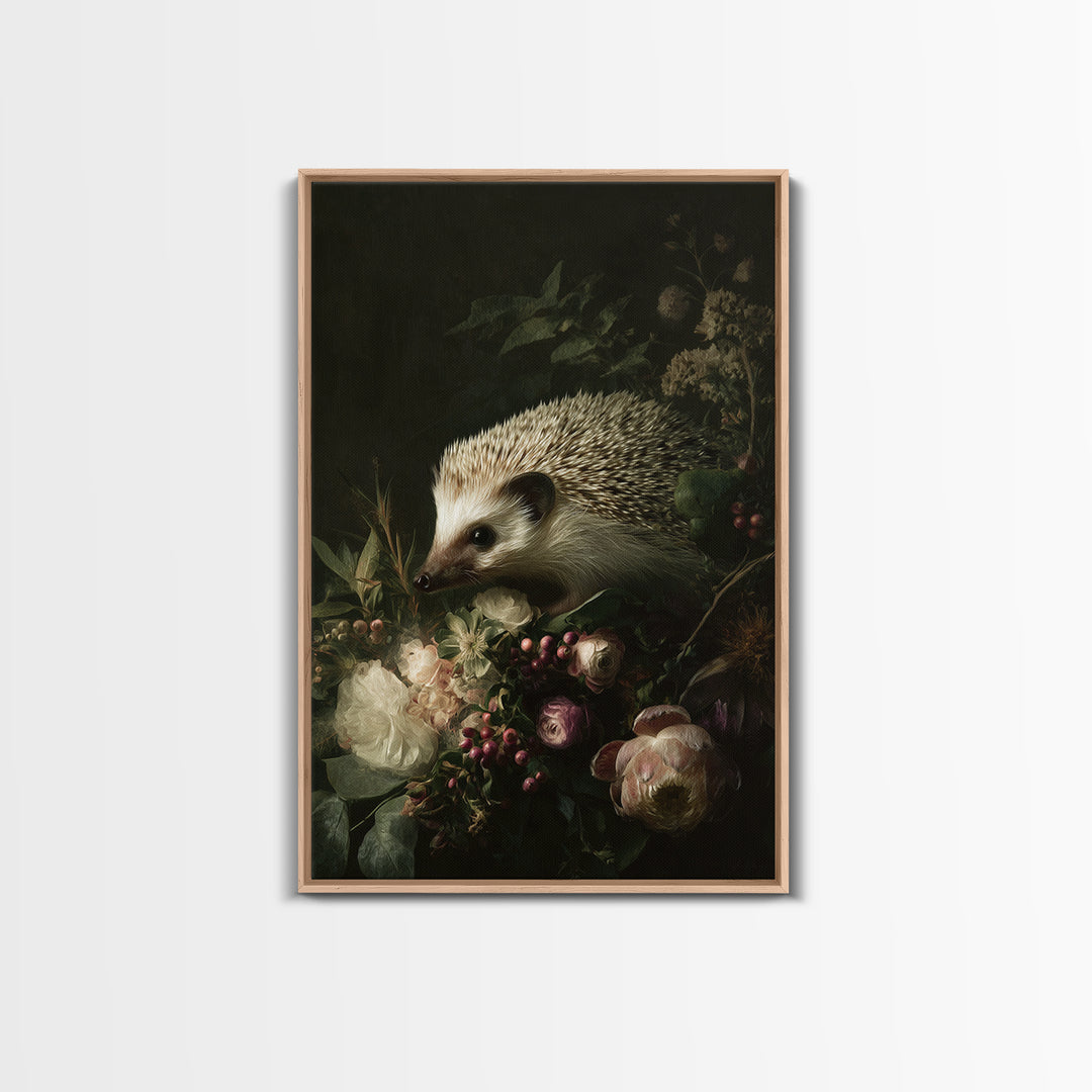 Hedgehog Carrying Wildflowers Canvas Print, Whimsical Art, Nursery Prints, Living Room Decor, Watercolor Art, Wonder, WHI-2x3-95