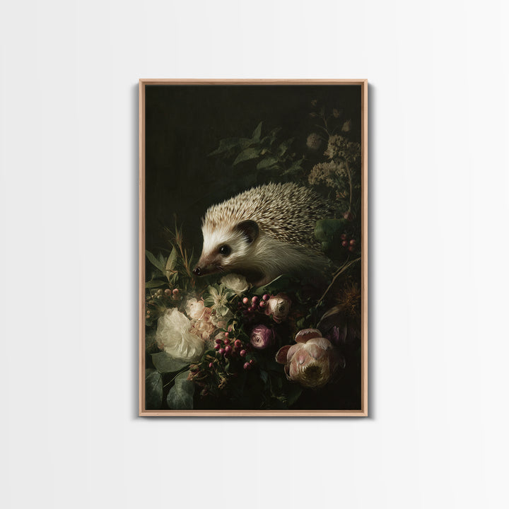 Hedgehog Carrying Wildflowers Canvas Print, Whimsical Art, Nursery Prints, Living Room Decor, Watercolor Art, Wonder, WHI-2x3-95