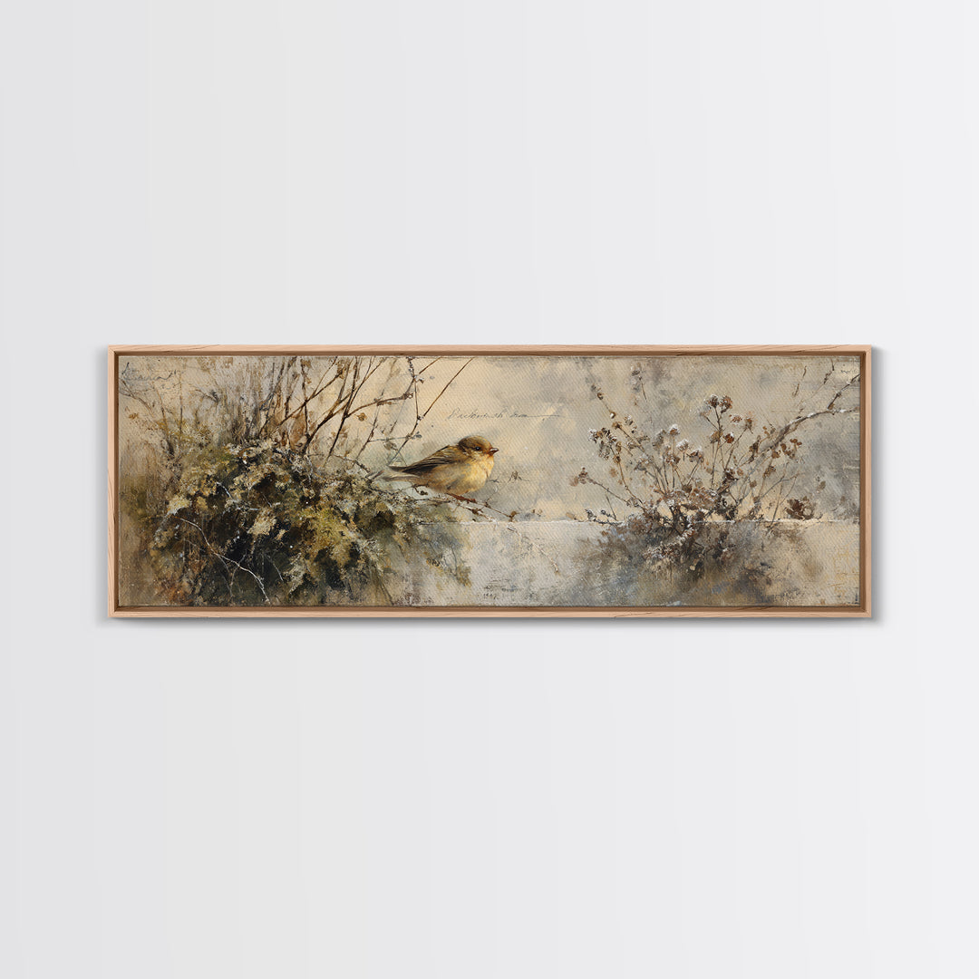 Bird Delivering a Tiny Love Letter Framed Canvas Print, Whimsical Art, Gallery Decor, Living Room Decor, Fine Art, Wonder, WHI-3x1-15