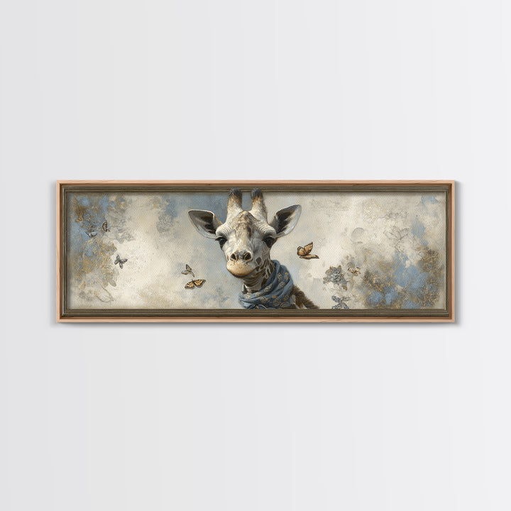 Giraffe with Scarf and Butterflies Canvas Print, Whimsical Art, Printable Art, Living Room Decor, Watercolor Art, Wonder, WHI-3x1-50