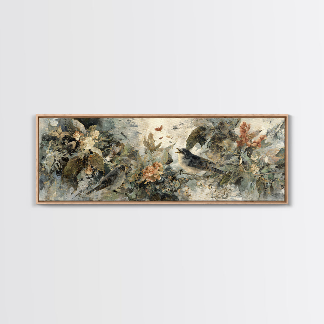 Bird Delivering a Tiny Love Letter Framed Canvas Print, Whimsical Art, Contemporary Art, Living Room Decor, Fine Art, Wonder, WHI-3x1-63