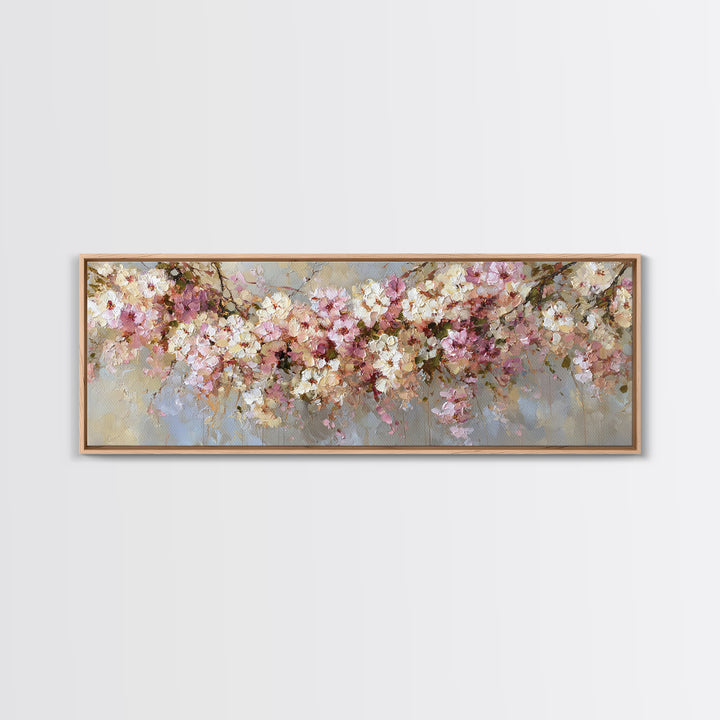 Magical Umbrella Raining Flowers Framed Canvas Print, Whimsical Art, Digital Art, Living Room Decor, Watercolor Art, Wonder, WHI-3x1-84