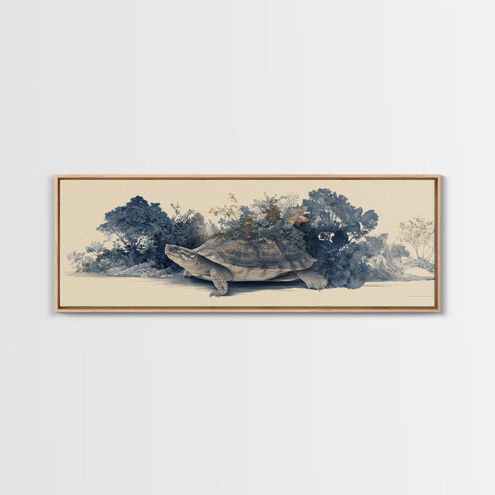 Turtle with Garden Growing on Shell Canvas Print, Whimsical Art, Printable Art, Living Room Decor, Fine Art, Wonder, Cat Art, WHI-3x1-86