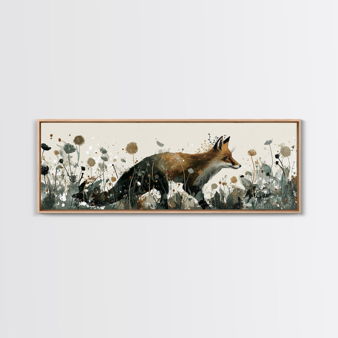 Fox Wearing a Tiny Crown Framed Canvas Print, Whimsical Art, Boho Decor, Living Room Decor, Fine Art, Wonder, Digital Art, WHI-3x1-89