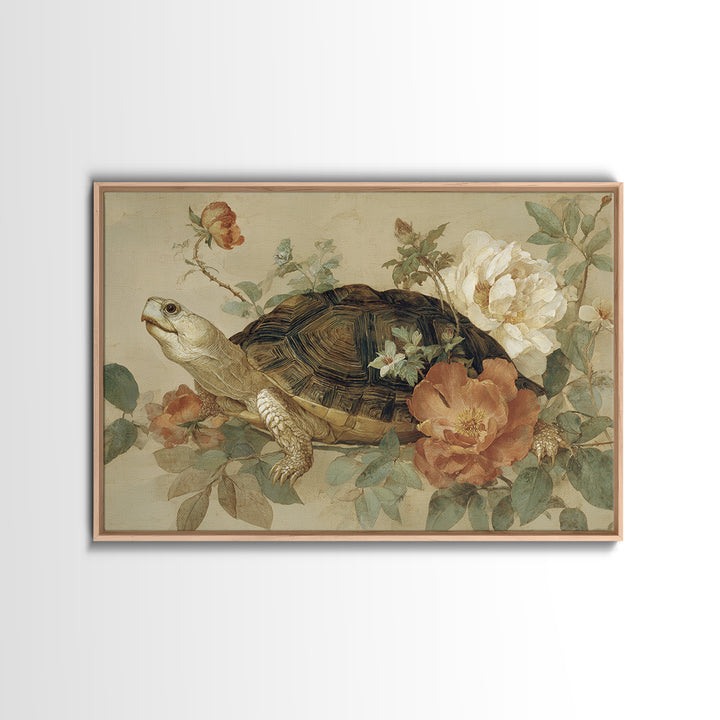 Turtle with Garden Growing on Shell Canvas Print, Whimsical Art, Printable Art, Living Room Decor, Fine Art, Wonder, Cat Art, WHI-3x2-26